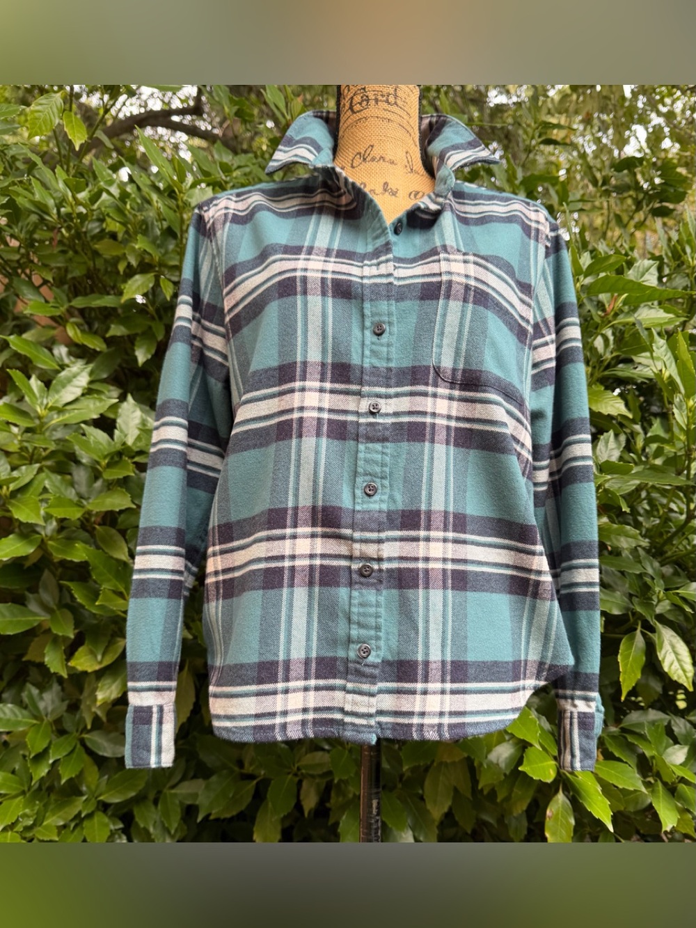 PENDLETON ladies cotton Teal plaid soft flannel shirt size Medium LNWOT+